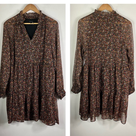 1. State Dresses & Skirts - 1 STATE Floral V Neck Boho Long Sleeve Mini Dress